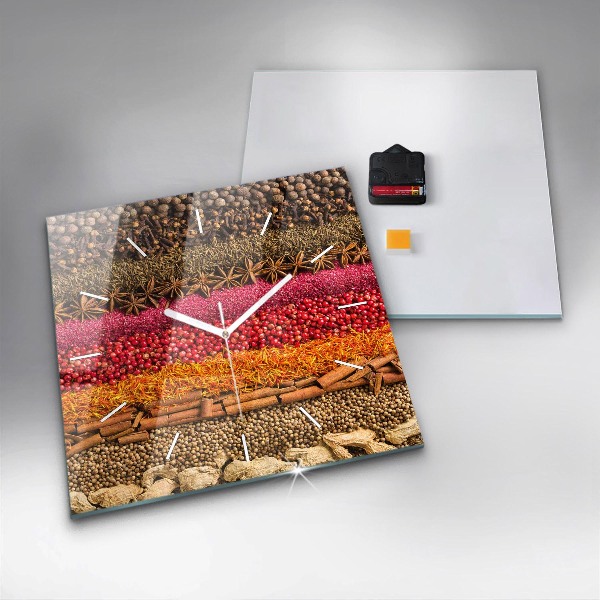 Square wall clock Rows of spices