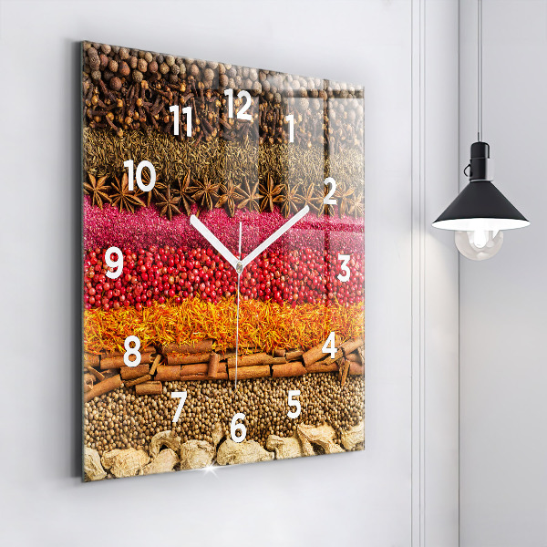 Square wall clock Rows of spices