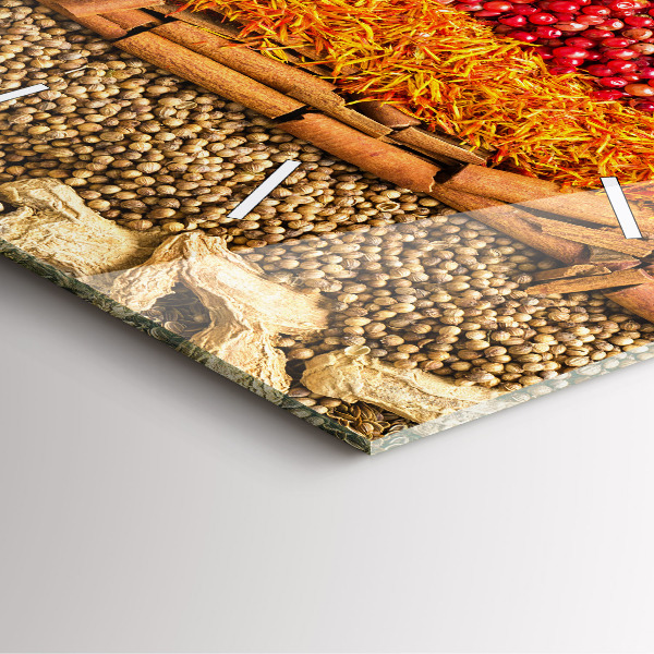 Square wall clock Rows of spices