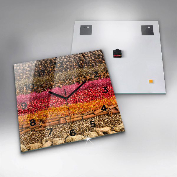 Square wall clock Rows of spices