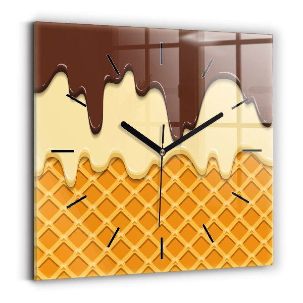 Square wall clock Waffle and ice cream
