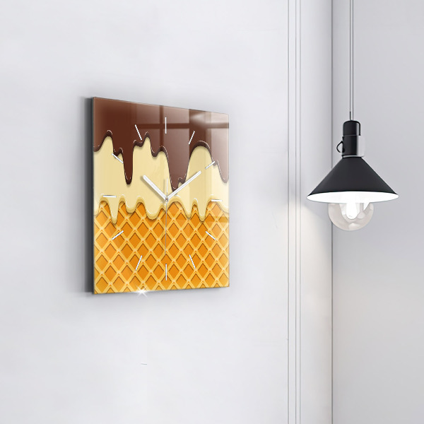 Square wall clock Waffle and ice cream