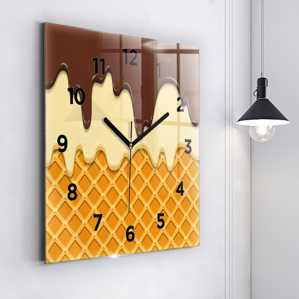 Square wall clock Waffle and ice cream