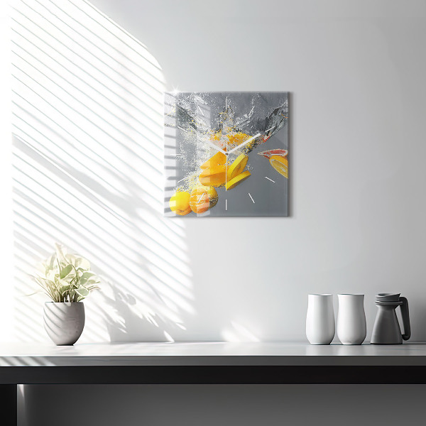 Square wall clock Citrus in water