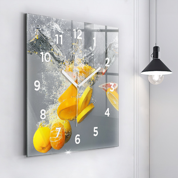 Square wall clock Citrus in water
