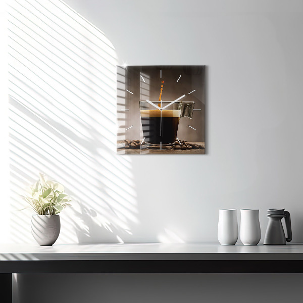 Square wall clock A cup of coffee