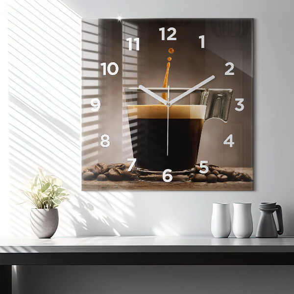 Square wall clock A cup of coffee