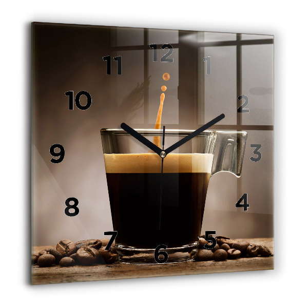 Square wall clock A cup of coffee