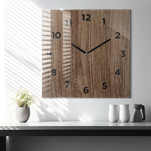 Square wall clock Dark wood