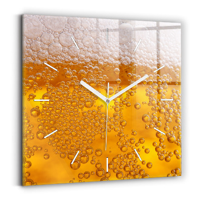 Square wall clock Beer with foam