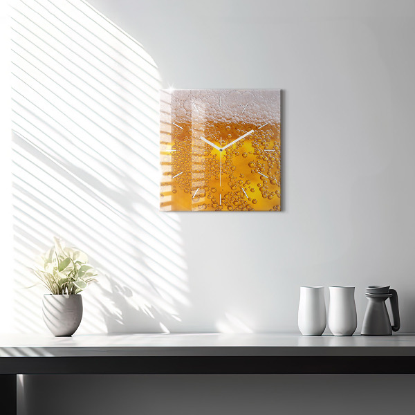 Square wall clock Beer with foam