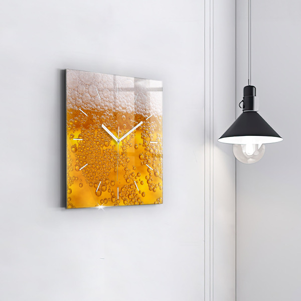 Square wall clock Beer with foam