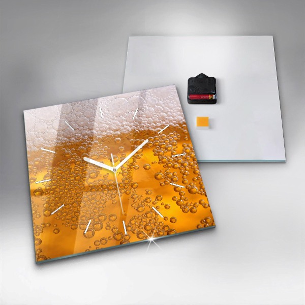 Square wall clock Beer with foam