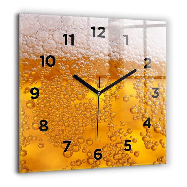 Square wall clock Beer with foam