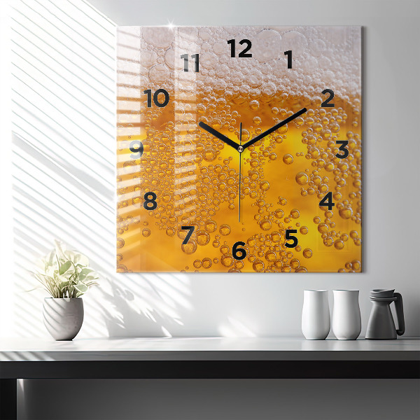 Square wall clock Beer with foam