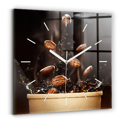 Square wall clock Hot coffee