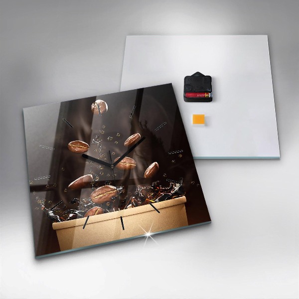 Square wall clock Hot coffee