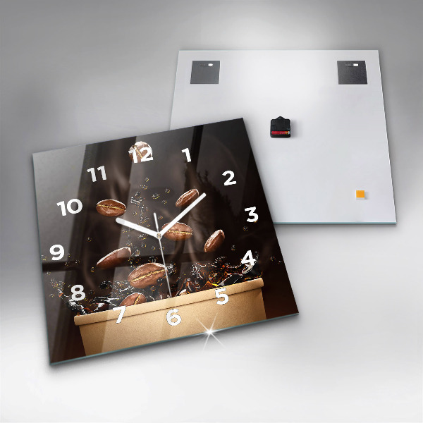 Square wall clock Hot coffee