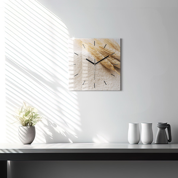 Square wall clock Flour and ears of grain