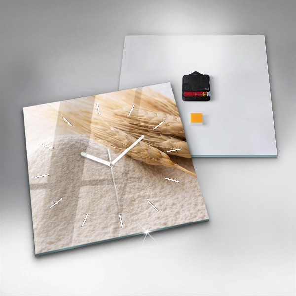 Square wall clock Flour and ears of grain