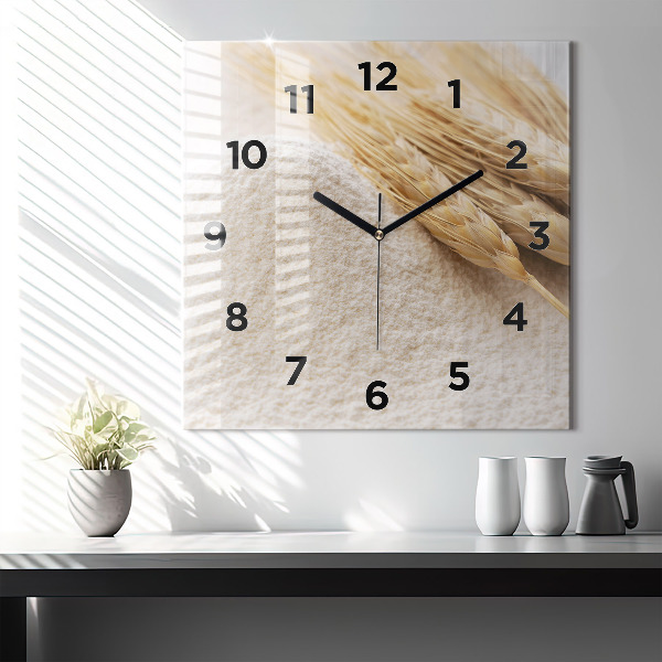 Square wall clock Flour and ears of grain