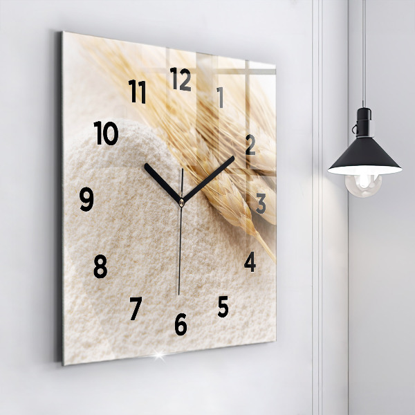 Square wall clock Flour and ears of grain