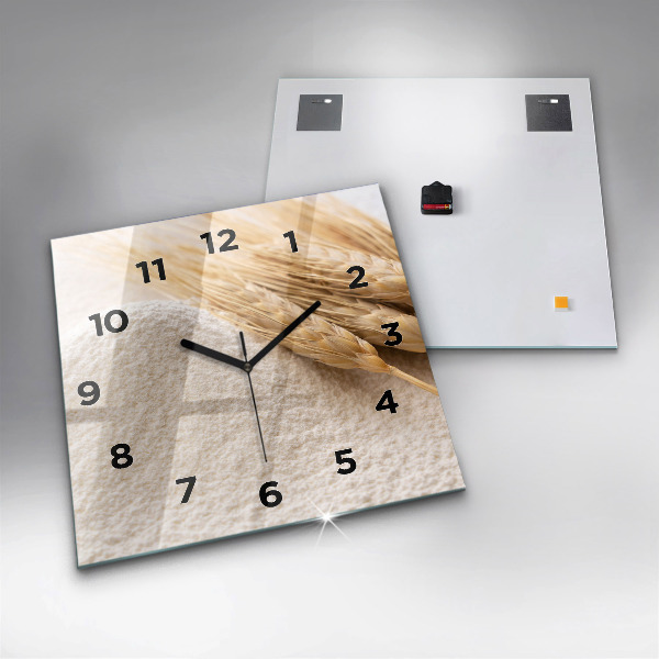 Square wall clock Flour and ears of grain