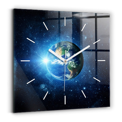 Square wall clock Earth and Galaxy – NASA