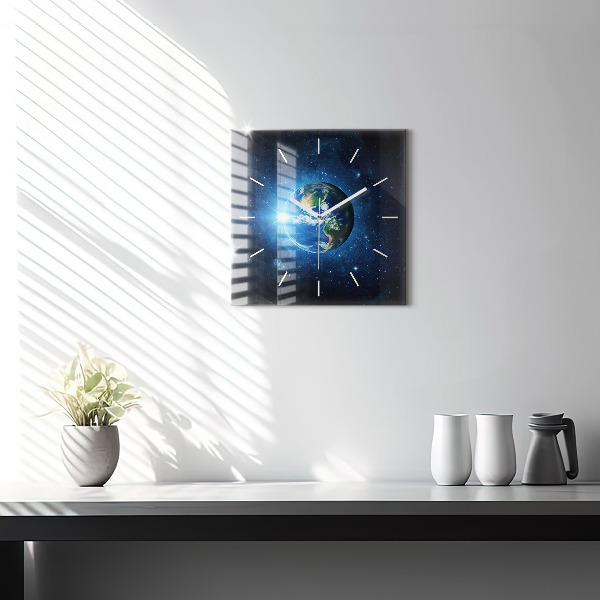 Square wall clock Earth and Galaxy – NASA