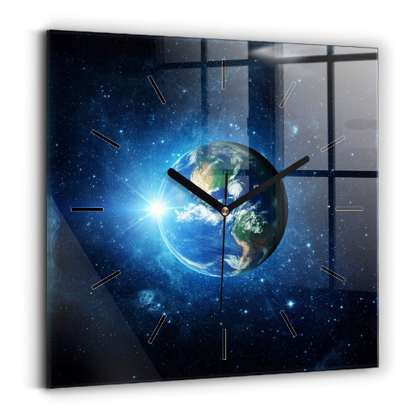 Square wall clock Earth and Galaxy – NASA