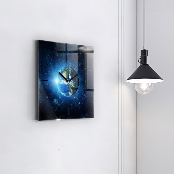 Square wall clock Earth and Galaxy – NASA
