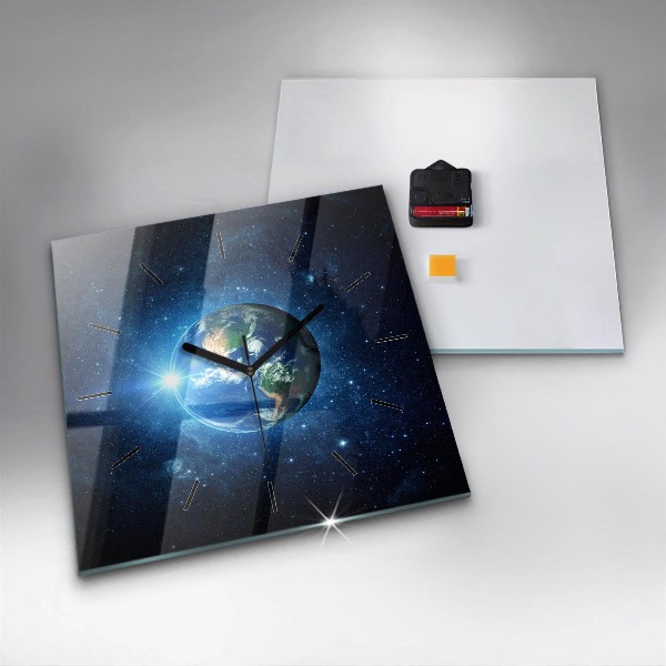 Square wall clock Earth and Galaxy – NASA