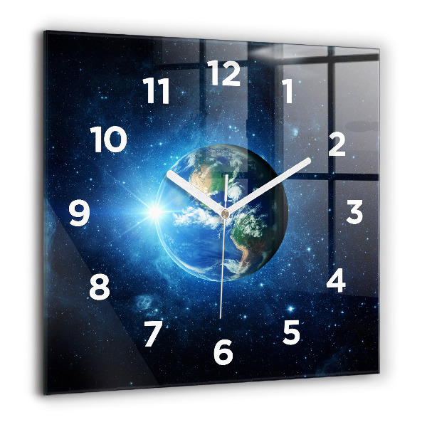 Square wall clock Earth and Galaxy – NASA