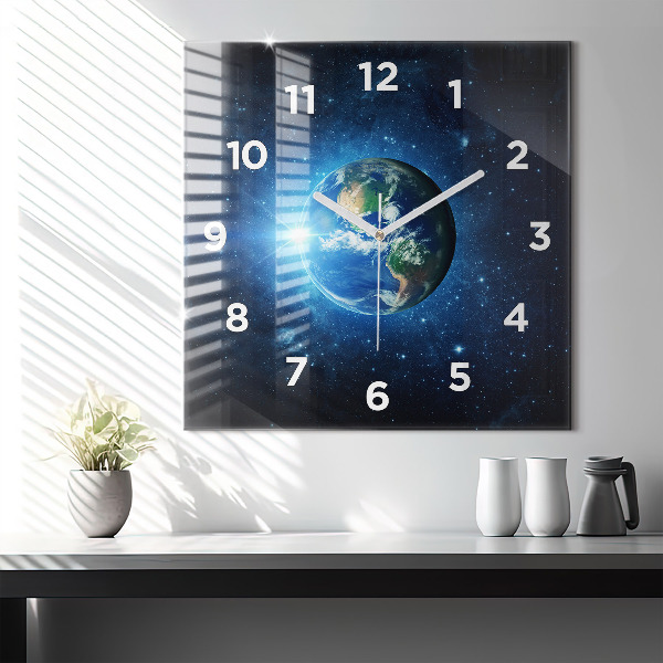 Square wall clock Earth and Galaxy – NASA