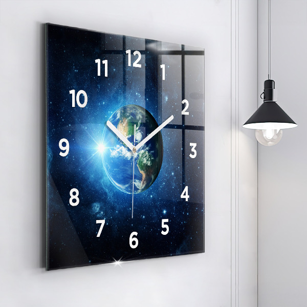 Square wall clock Earth and Galaxy – NASA