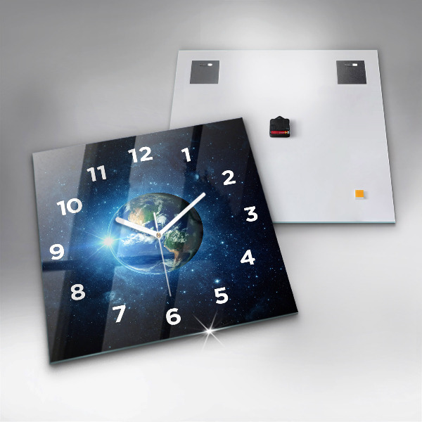 Square wall clock Earth and Galaxy – NASA