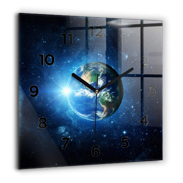 Square wall clock Earth and Galaxy – NASA