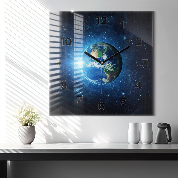 Square wall clock Earth and Galaxy – NASA