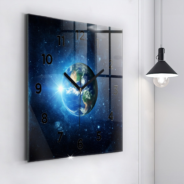 Square wall clock Earth and Galaxy – NASA