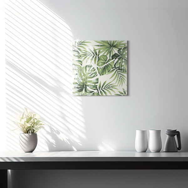 Square wall clock Tropical pattern
