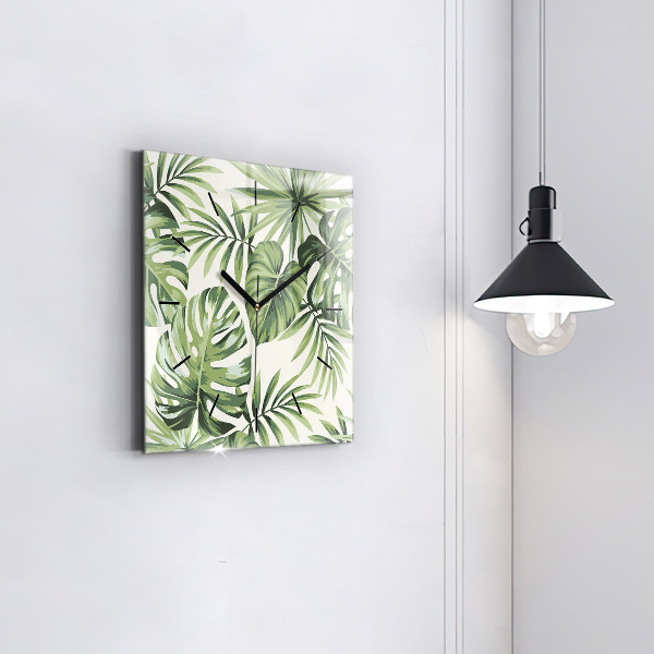 Square wall clock Tropical pattern