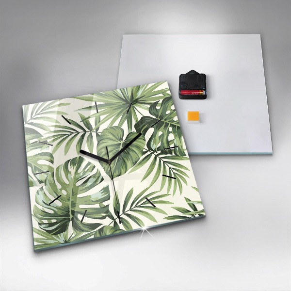 Square wall clock Tropical pattern