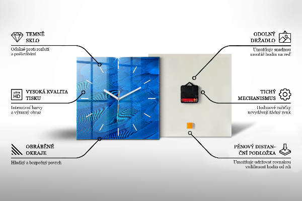 Square wall clock Painted abstraction