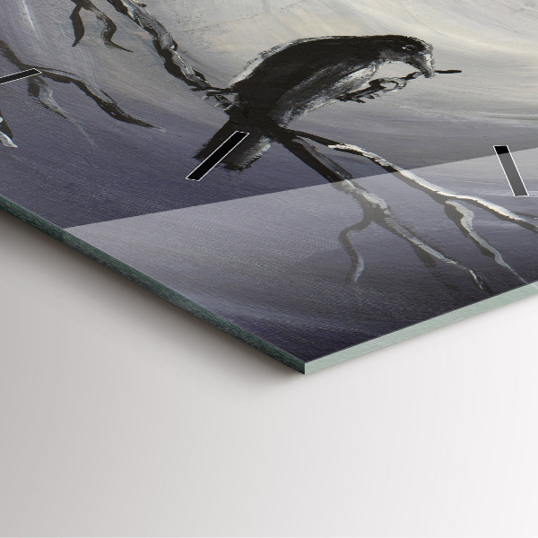 Square wall clock Raven in the moonlight