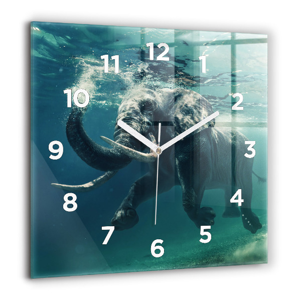 Square wall clock Swimming elephant in the ocean