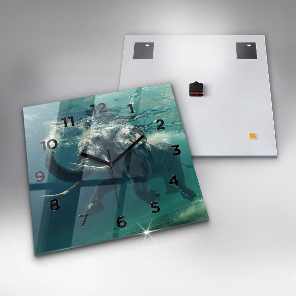 Square wall clock Swimming elephant in the ocean