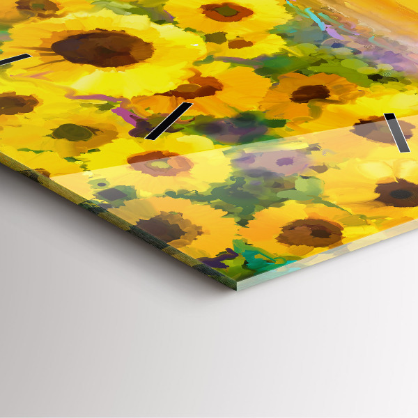 Square wall clock Sunflower Field