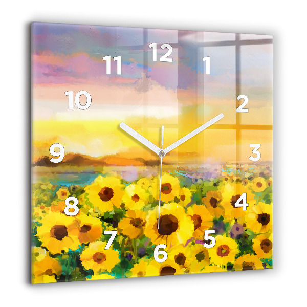 Square wall clock Sunflower Field