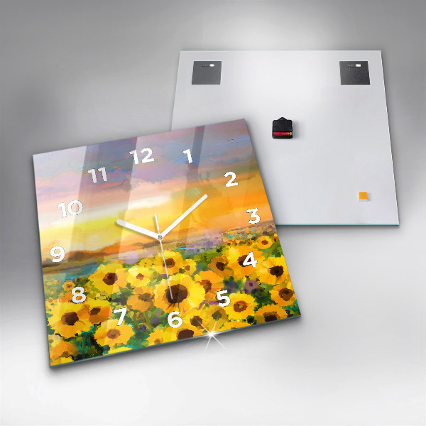Square wall clock Sunflower Field