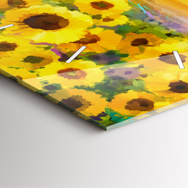 Square wall clock Sunflower Field